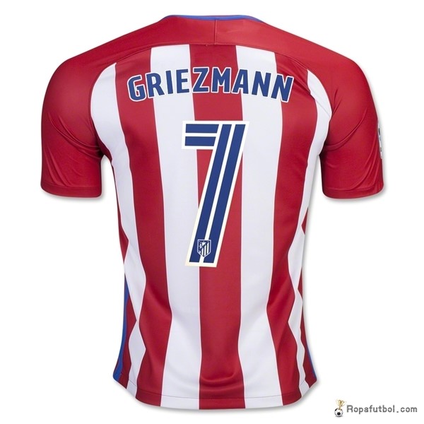 Camiseta Atlético de Madrid Geiezmann Replica Primera Ropa 2016/17 Blanco Rojo